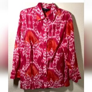 Pink and Orange Patterned Button-Up Shirt